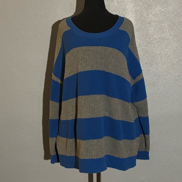 torrid Sweaters - Torrid Blue and Grey Striped Knit Sweater Womens Size 2XL
